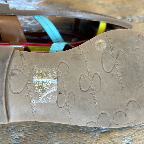 JESSICA SIMPSON Leather Neon Strappy Sandals - Picture 2 of 6